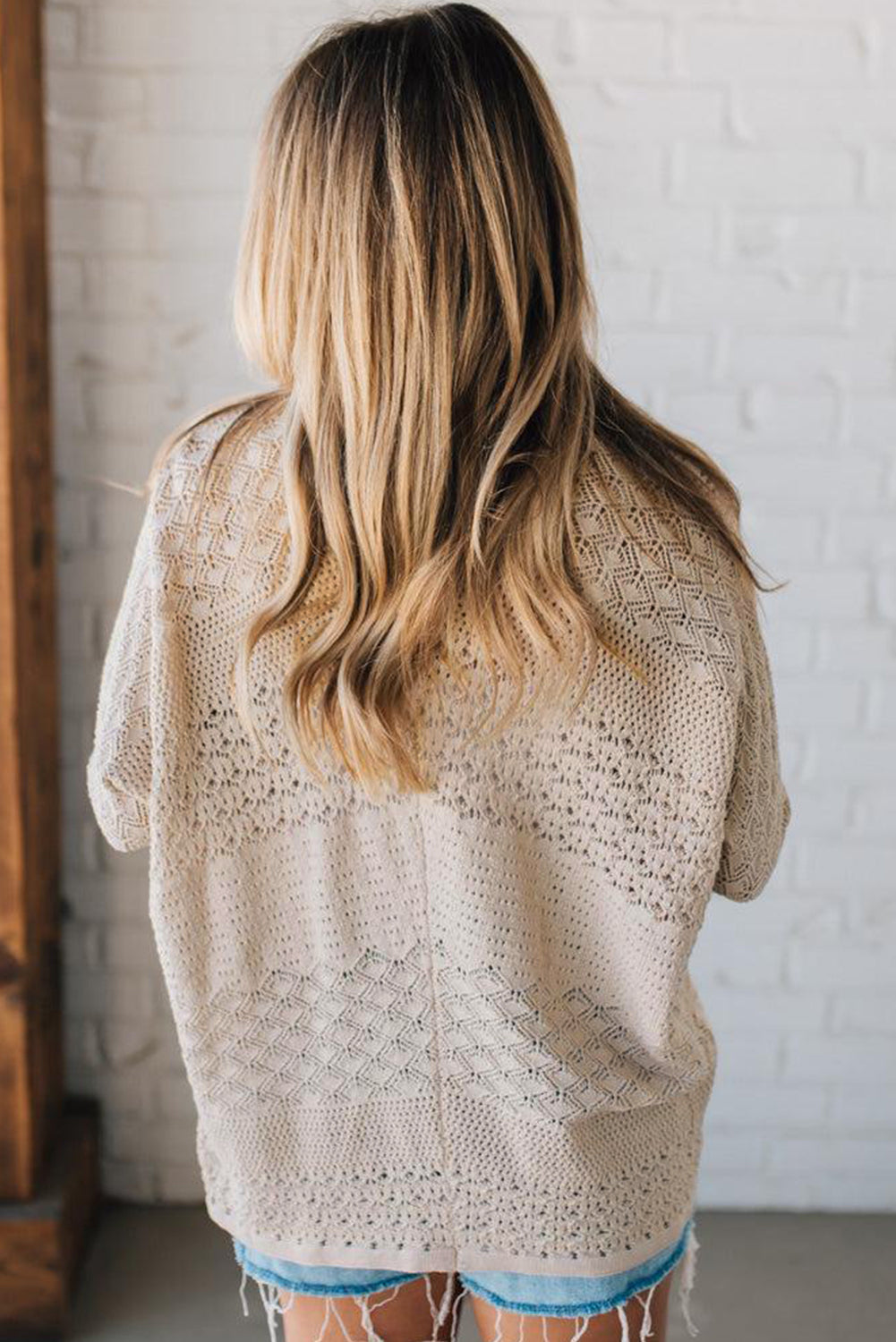 PREORDER: Mix Pattern Hollowed Knit Open Front Cardigan (Ships 3-4 Weeks)