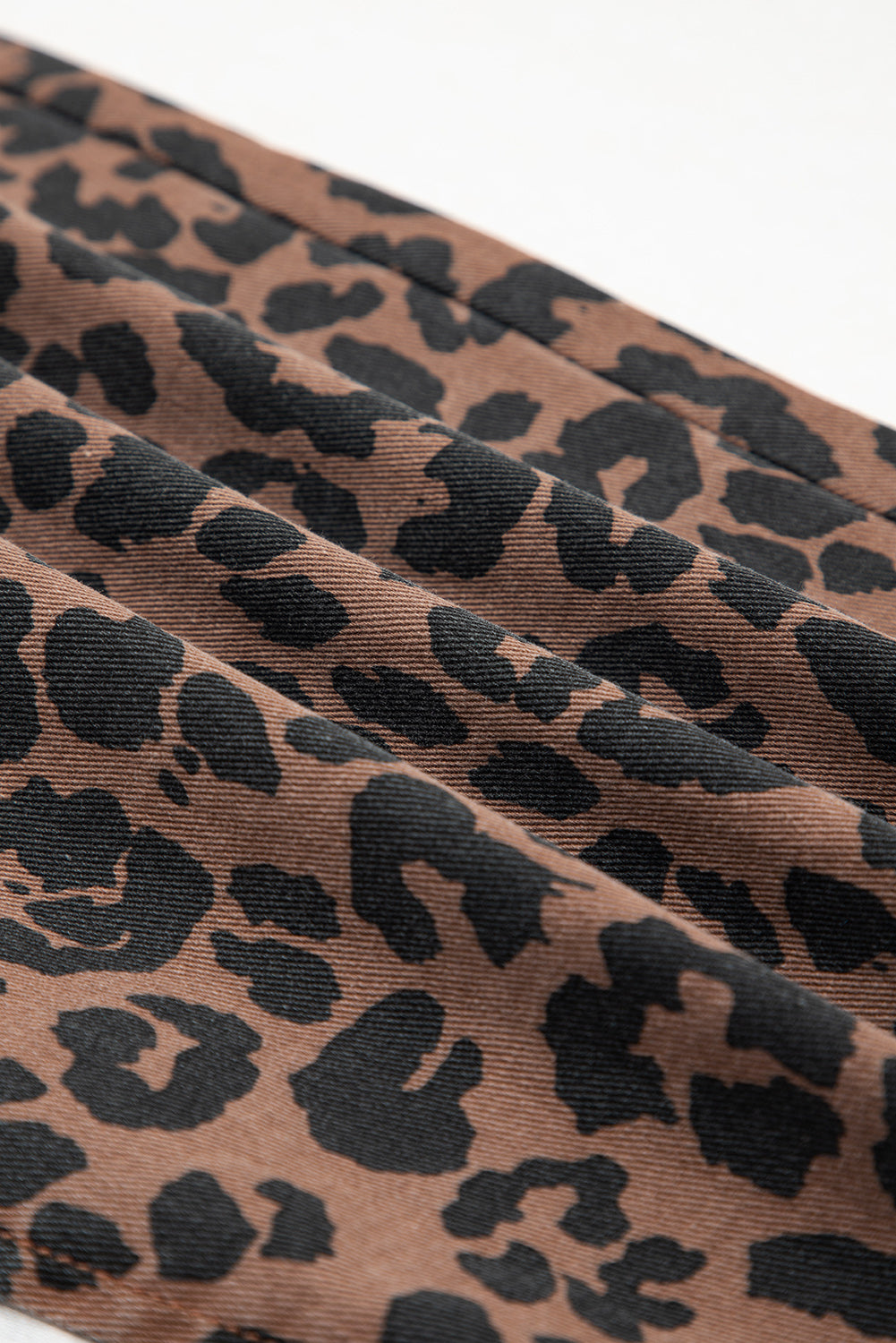 PREORDER: Brown Leopard Denim Frayed Split Denim Midi Skirt (Ships 2-4 Weeks)