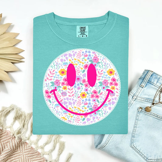 Floral Smiley Face Tee