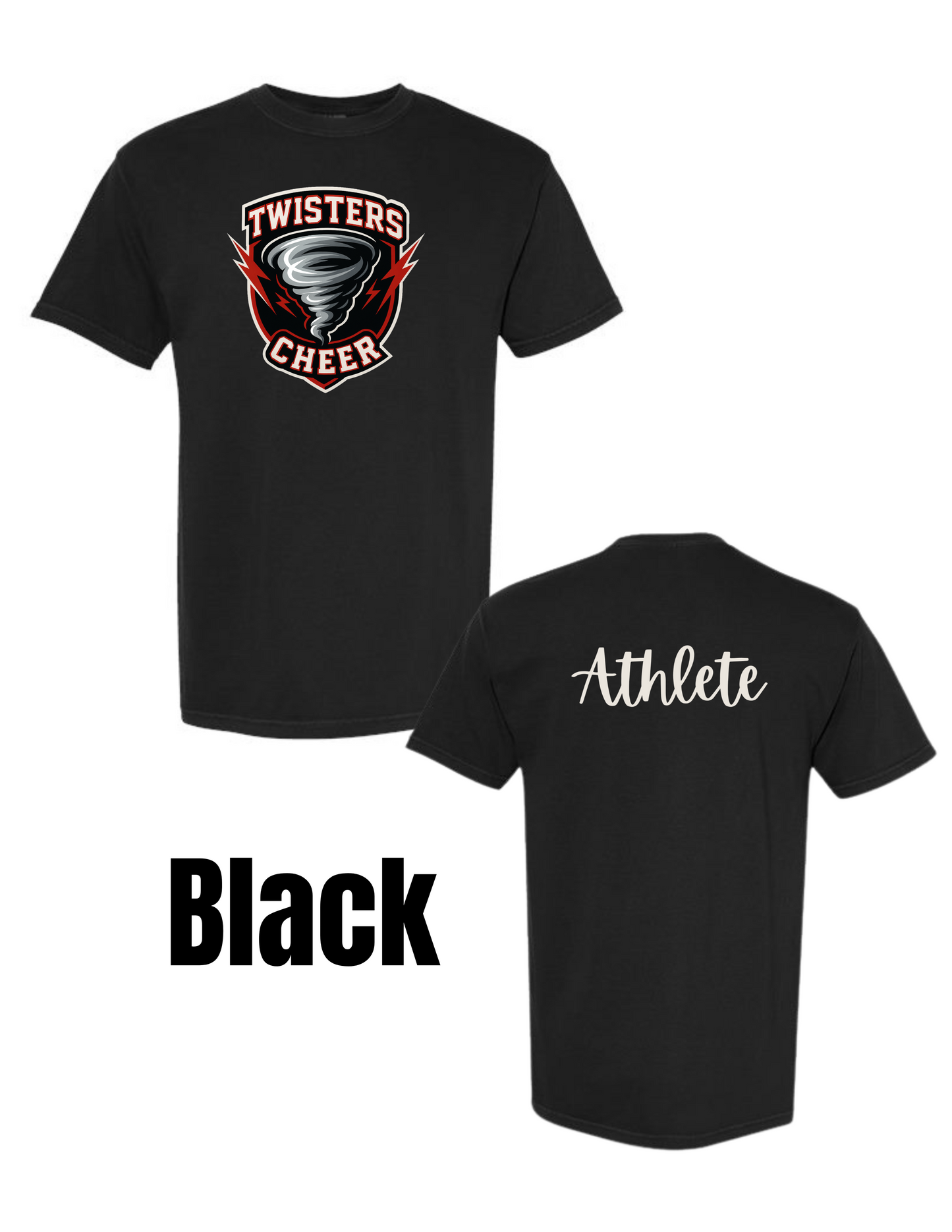 Twisters Cheer Comfort Colors Tee - Front & Back Design (Ready in 7-14 Business Days)