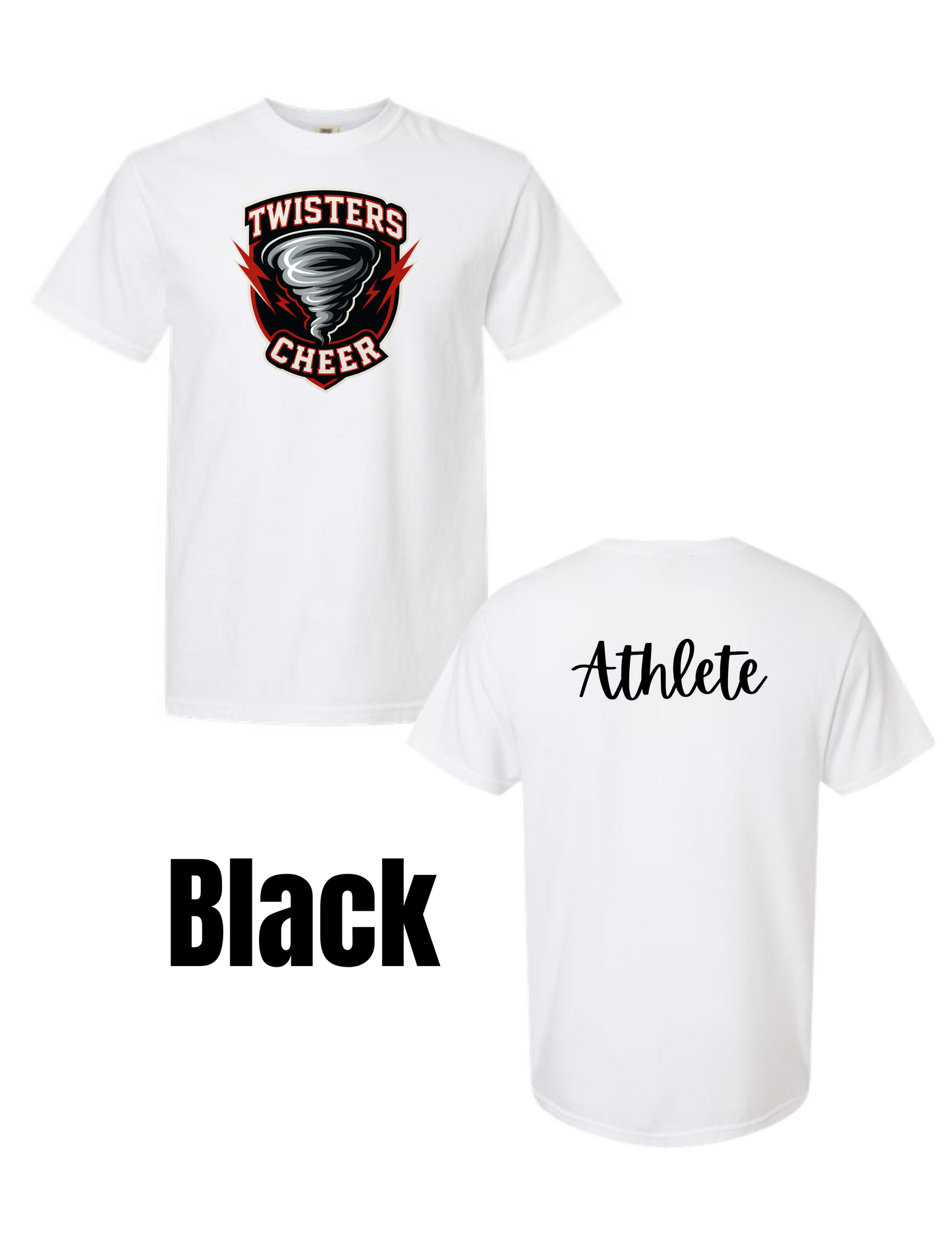 Twisters Cheer Comfort Colors Tee - Front & Back Design (Ready in 7-14 Business Days)