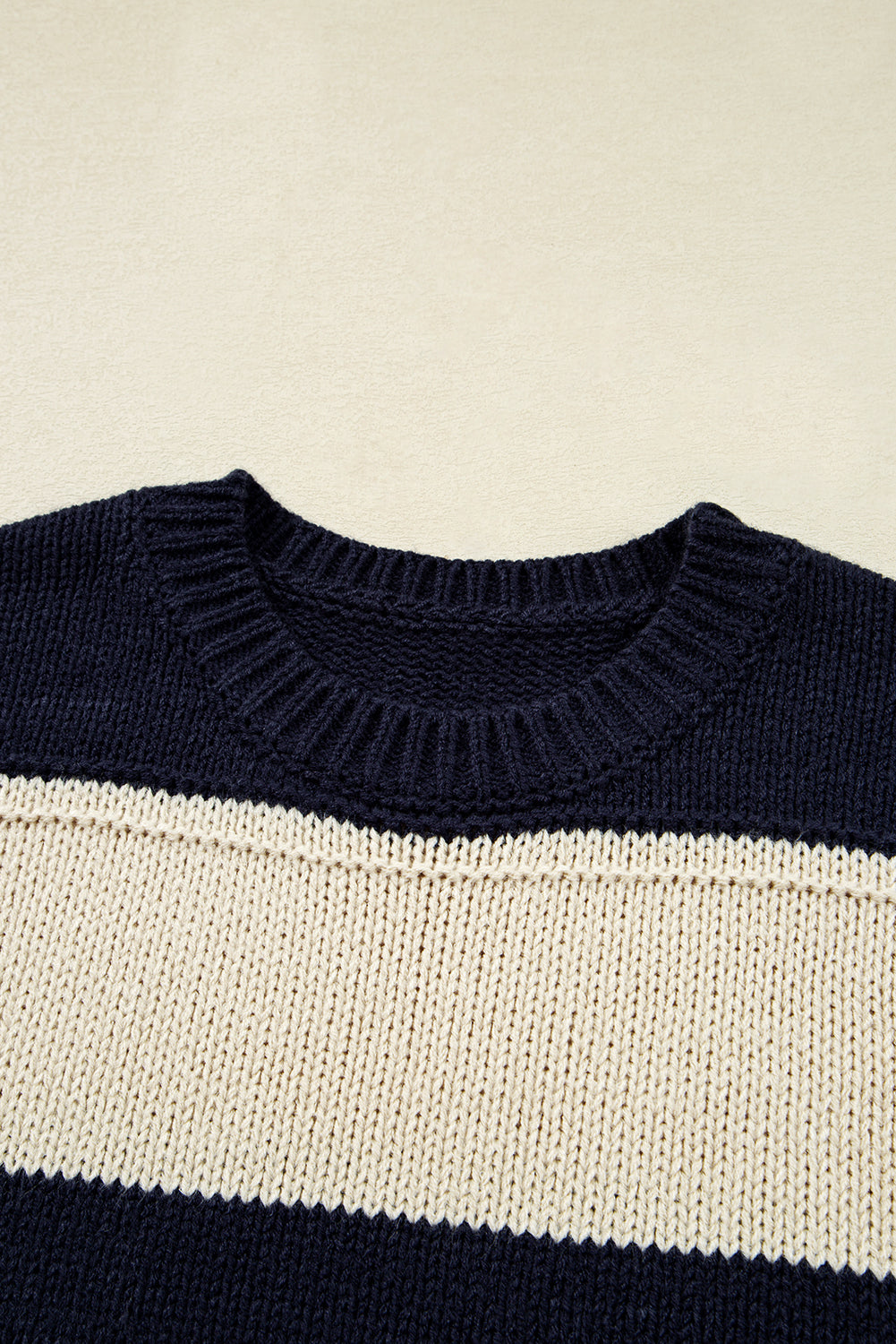 PREORDER: Blue Stripe Plus Size Drop Shoulder Sweater (Ships 3-4 Weeks)