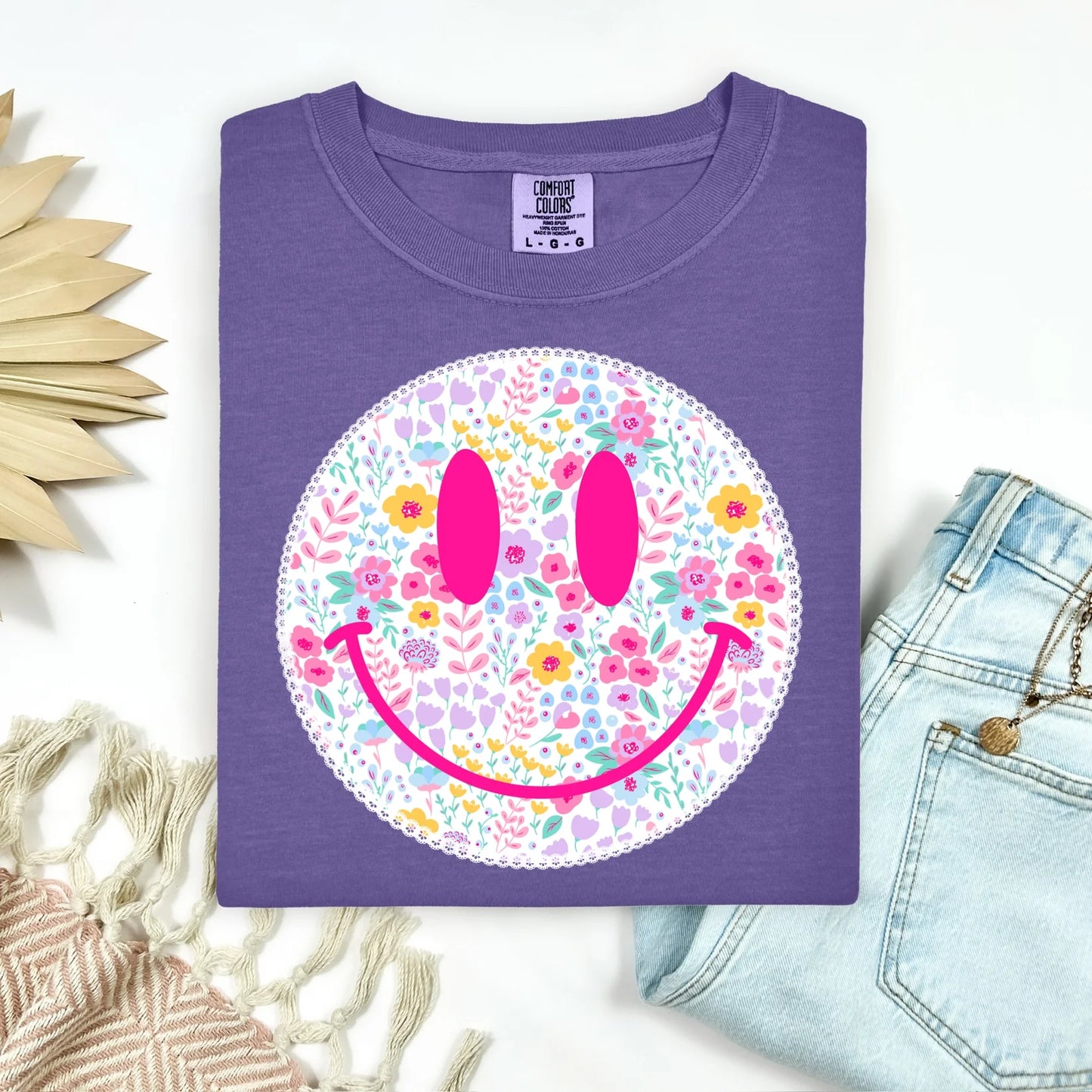 Floral Smiley Face Tee