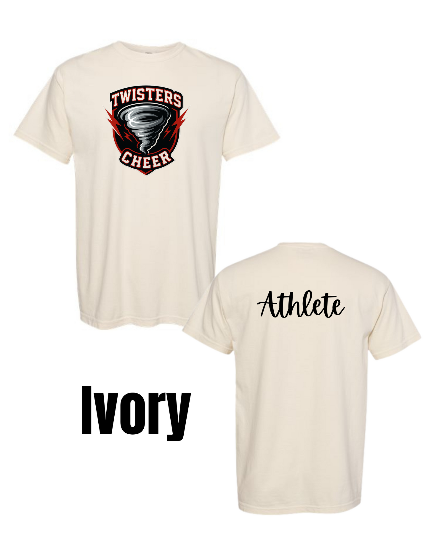 Twisters Cheer Comfort Colors Tee - Front & Back Design (Ready in 7-14 Business Days)