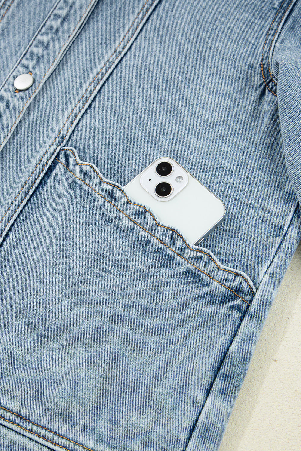 PREORDER: Scallop Trim Denim Jacket (Ships 3-4 Weeks)
