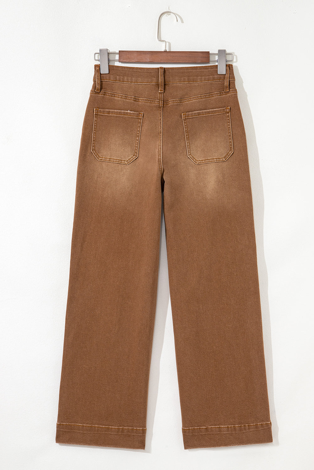 PREORDER: Brown Cropped High Rise Wide Leg Jeans (Ships in 3-4 weeks)