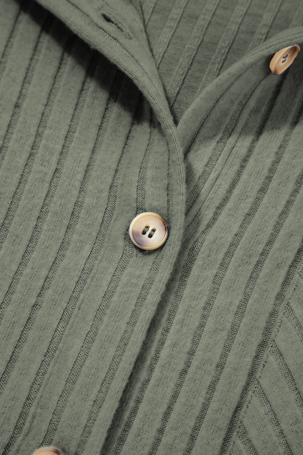 PREORDER: Mist Green Thermal Ribbed Texture Drop Shoulder Button Up Shacket (Ships 3-4 Weeks)