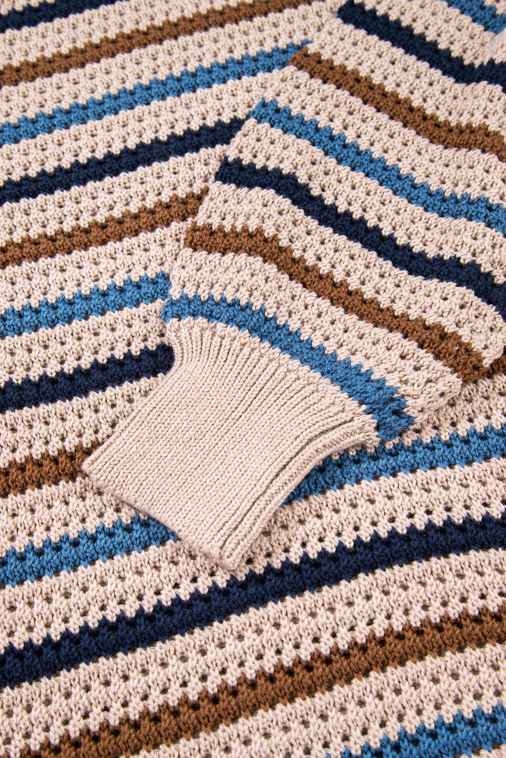 PREORDER: Striped Knitted Drop Shoulder Round Neck Sweater (Ships 21-28 Business Days)