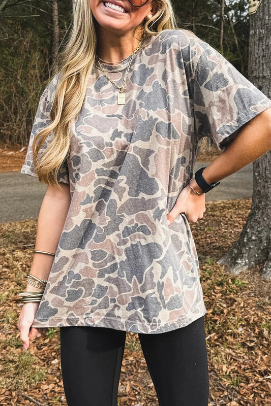 PREORDER: Retro Camouflage Print Casual T Shirt (Ships 21-28 Business Days)