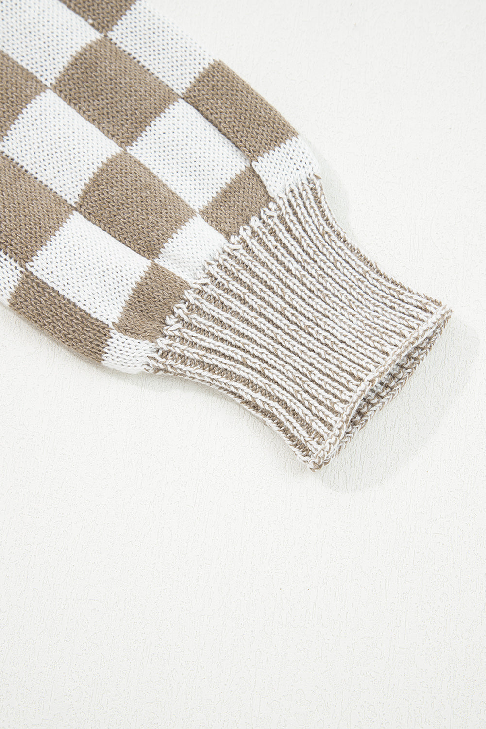 PREORDER: Brown Checkered Open Front Drop Shoulder Cardigan (Ships 3-4 Weeks)