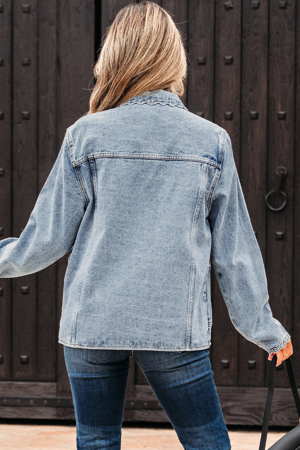 PREORDER: Scallop Trim Denim Jacket (Ships 3-4 Weeks)