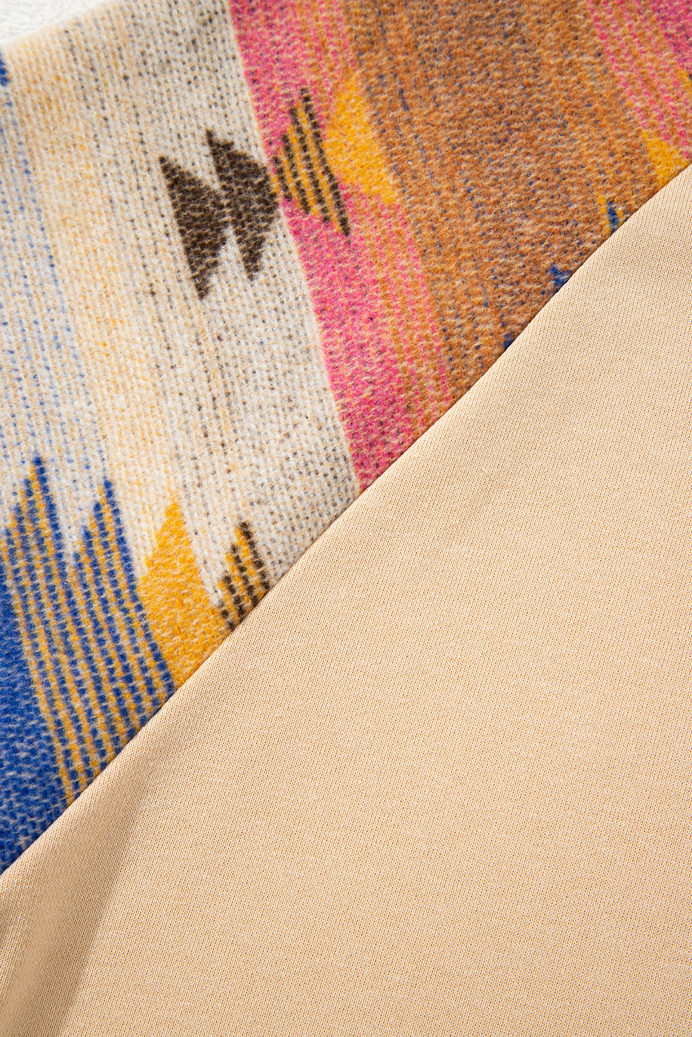 PREORDER: Light French Beige Aztec Patchwork Raglan Pullover Sweatshirt (Ships 2-4 Weeks)