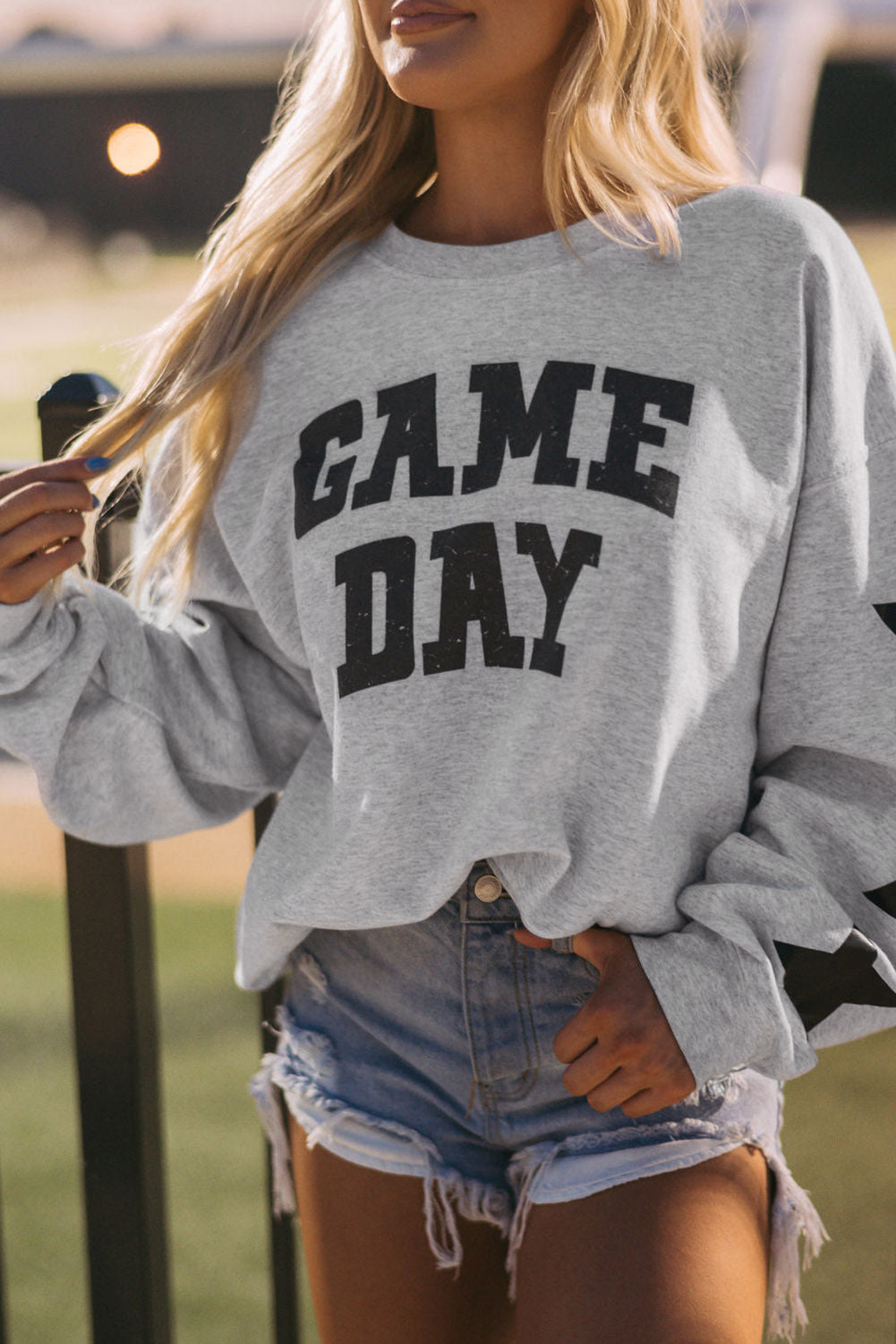 PREORDER: Black & Grey Star Sleeve Sweatshirt (Ships 2-4 Weeks)