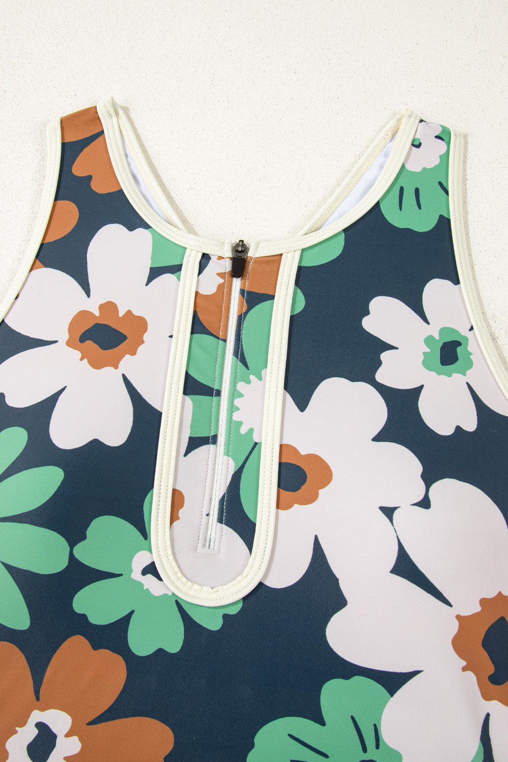 PREORDER: Blue Flower Zip up Racerback High Waisted Bikini (Ships 2-5 weeks)