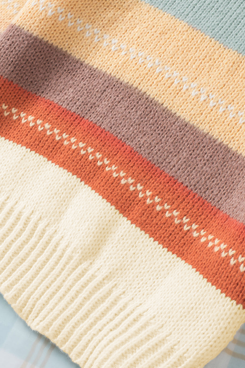 PREORDER: Crew Neck Drop-shoulder Striped Color Block Sweater (Ships 3-4 Weeks)