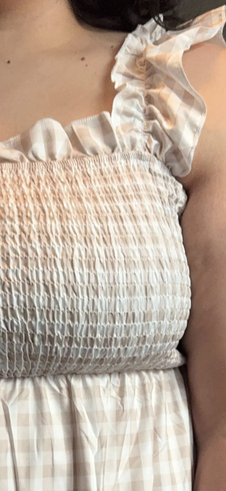 PREORDER: Boho Checkered Dress in Beige