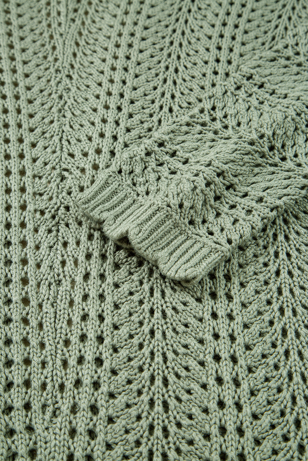 PREORDER: Green Scalloped Edge Eyelet Knit Batwing Sleeve Cardigan (Ships 3-4 Weeks)