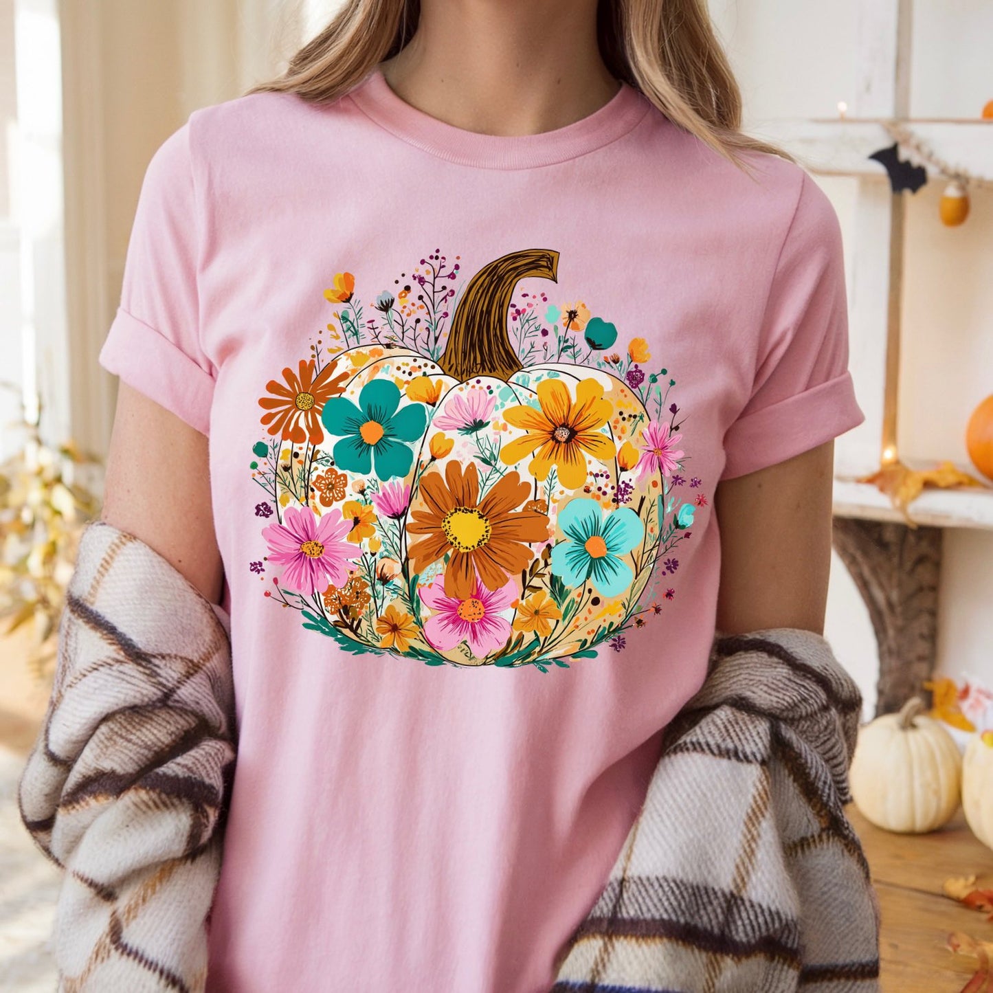 Fall Floral Pumpkin Tee