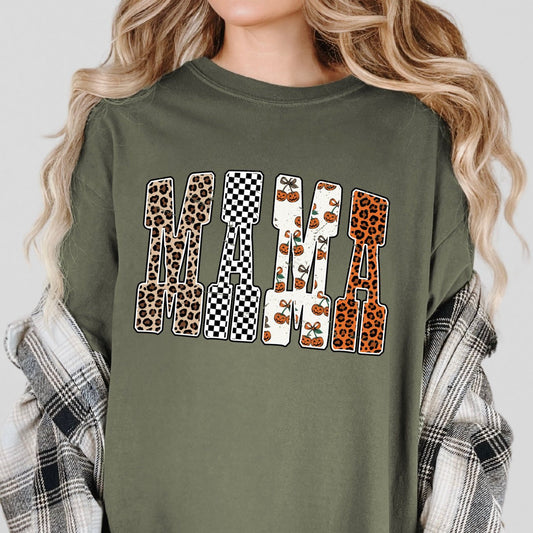 Fall Mixed Pattern Mama Tee
