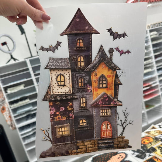 Denim Patchwork Haunted House Tee