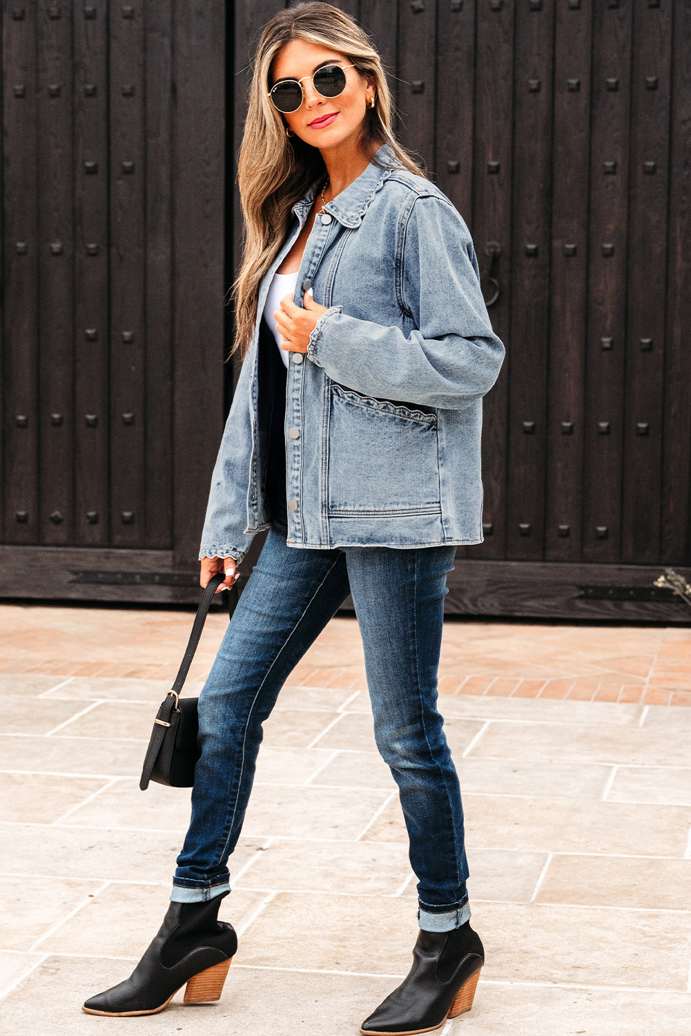 PREORDER: Scallop Trim Denim Jacket (Ships 3-4 Weeks)