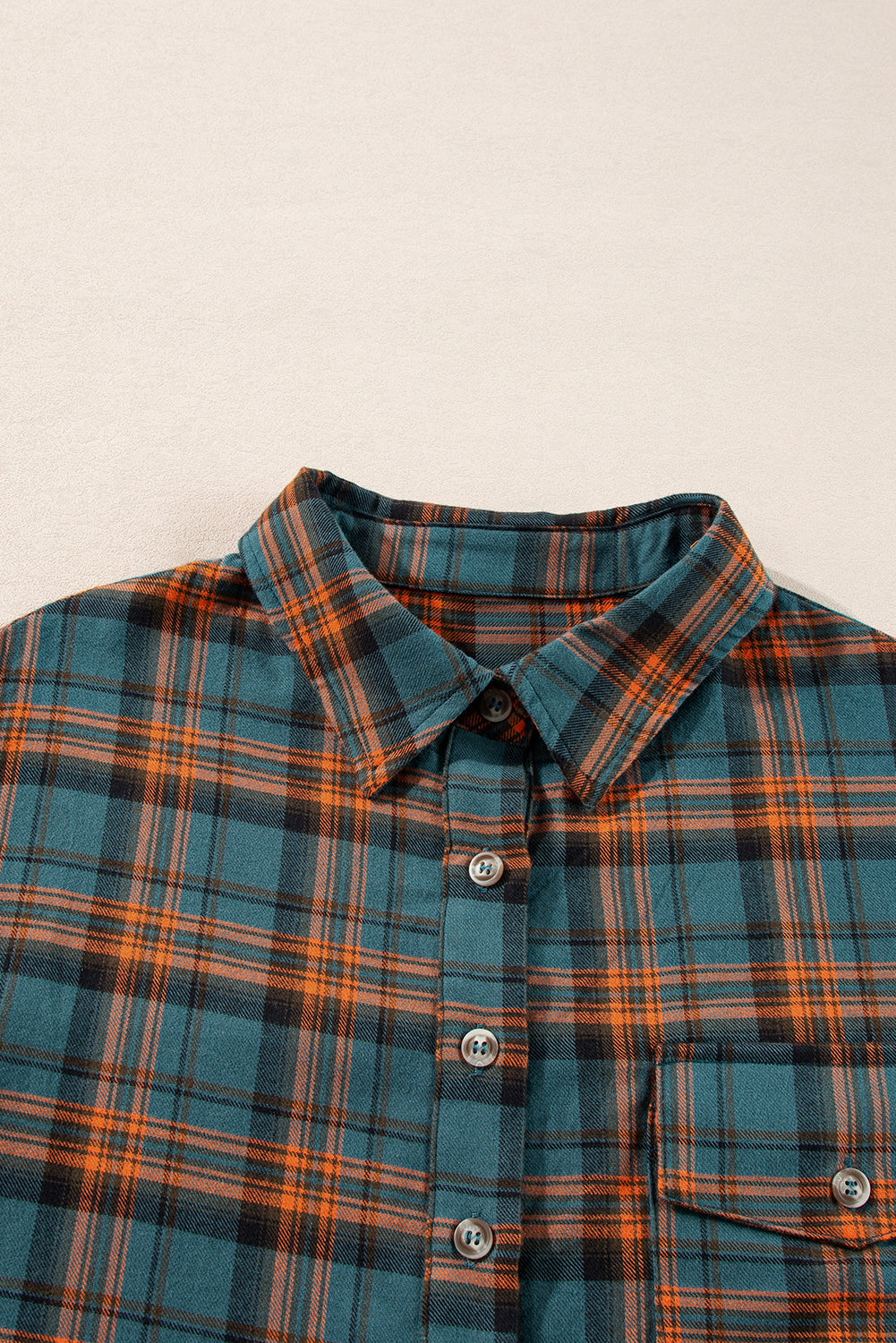 PREORDER: Green Plaid Long Sleeve Side Split Distressed Hem Shirt (Ships 3-4 Weeks)