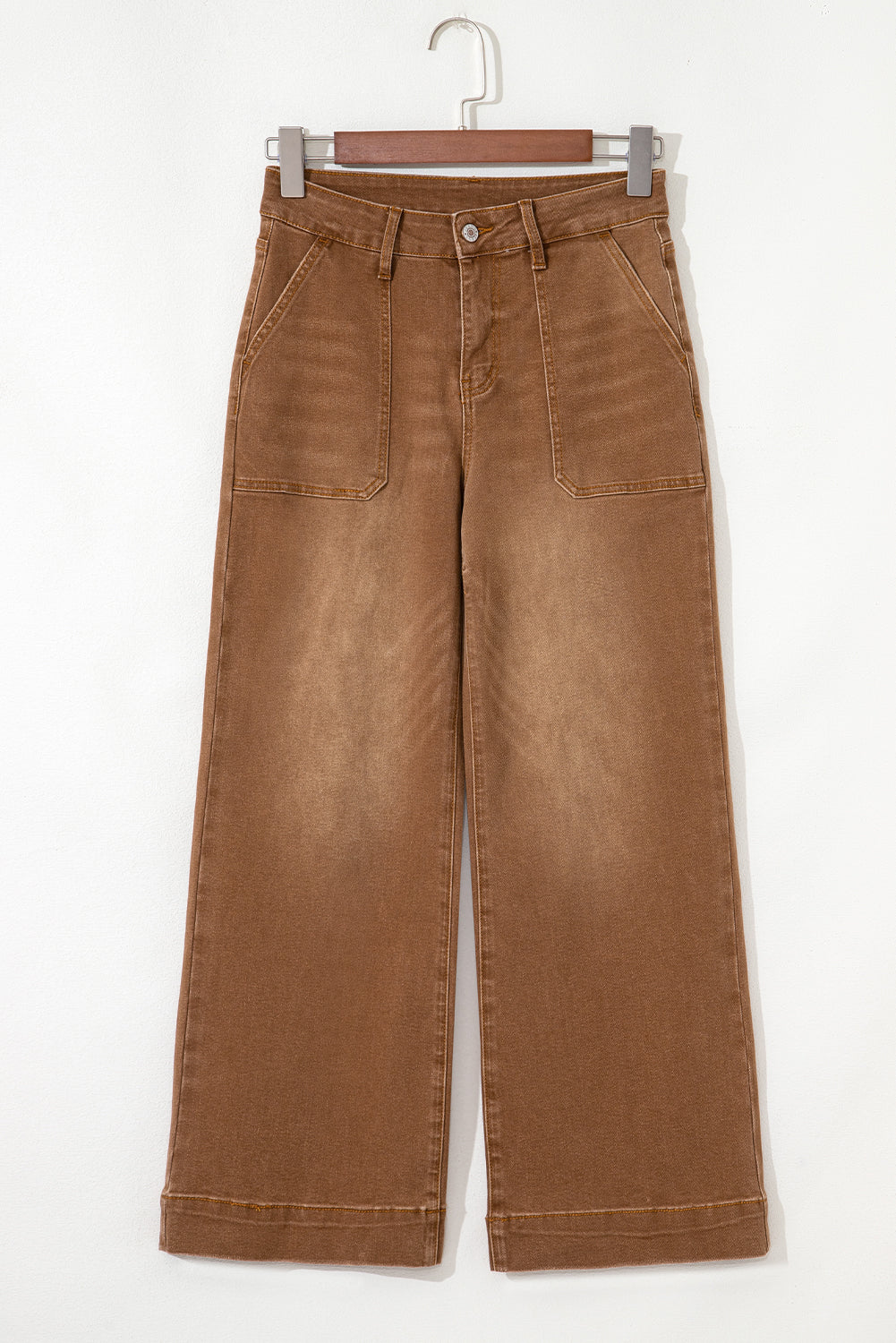 PREORDER: Brown Cropped High Rise Wide Leg Jeans (Ships in 3-4 weeks)