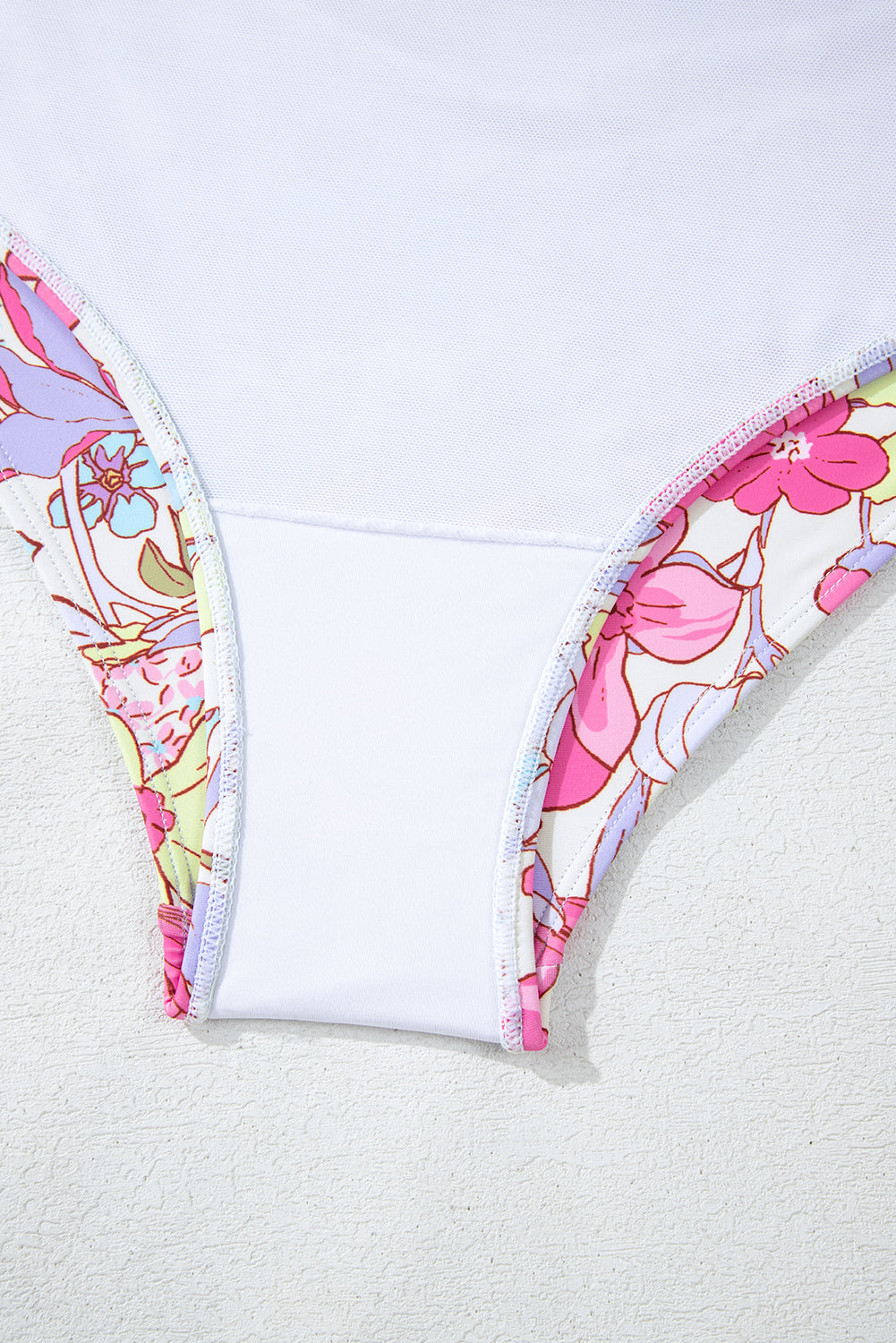 PREORDER: Pink Floral Ruffle Trim V Neck Lace-up Back Tummy Control One Piece Swimsuit (Ships 2-5 weeks)