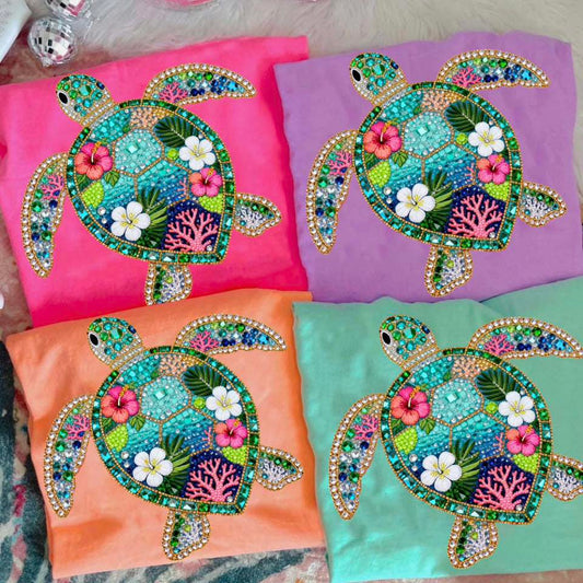 Faux Jewel Turtle Tee