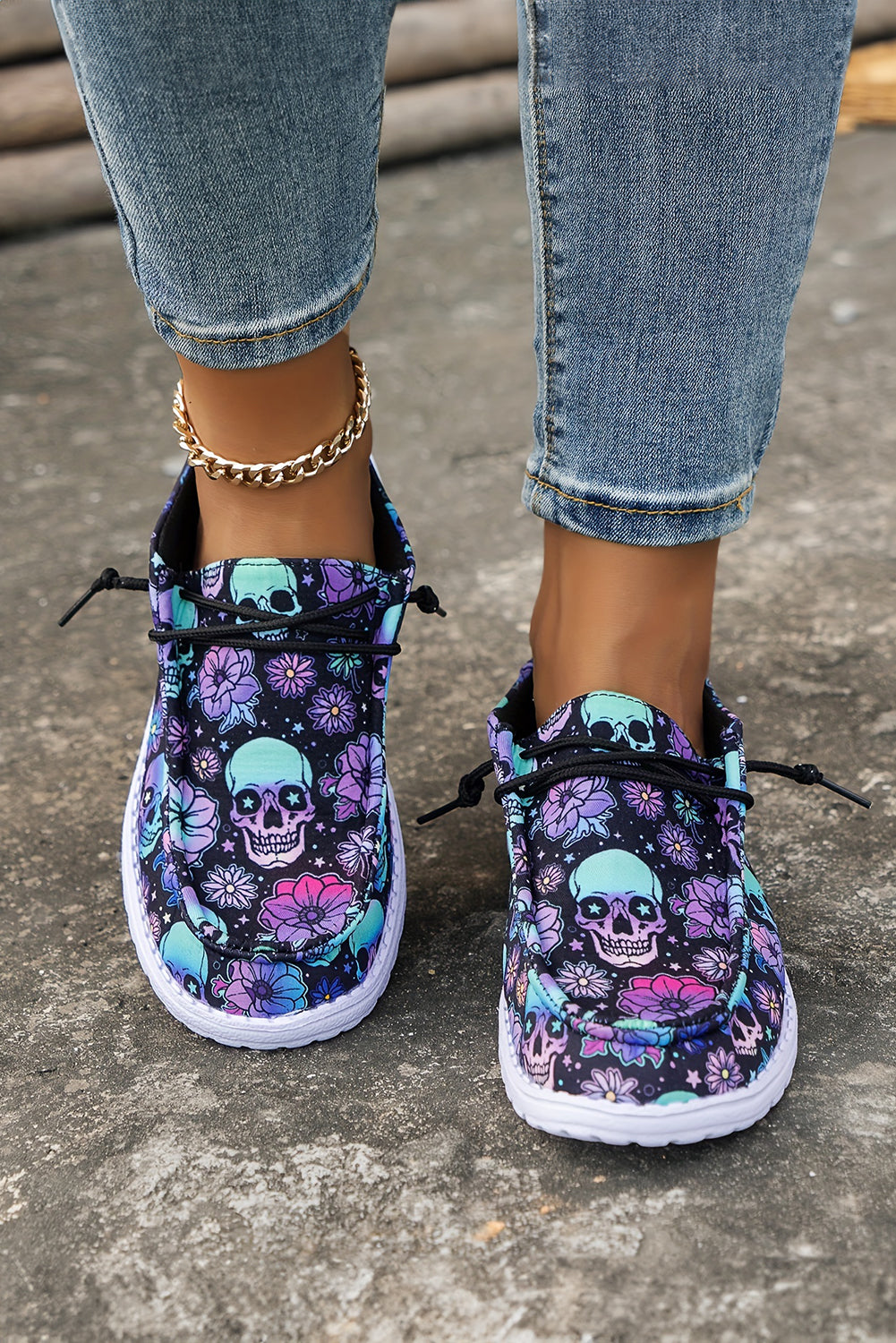 PREORDER: Sugar Skull Halloween Casual Shoes (Ships Week of 9/29)