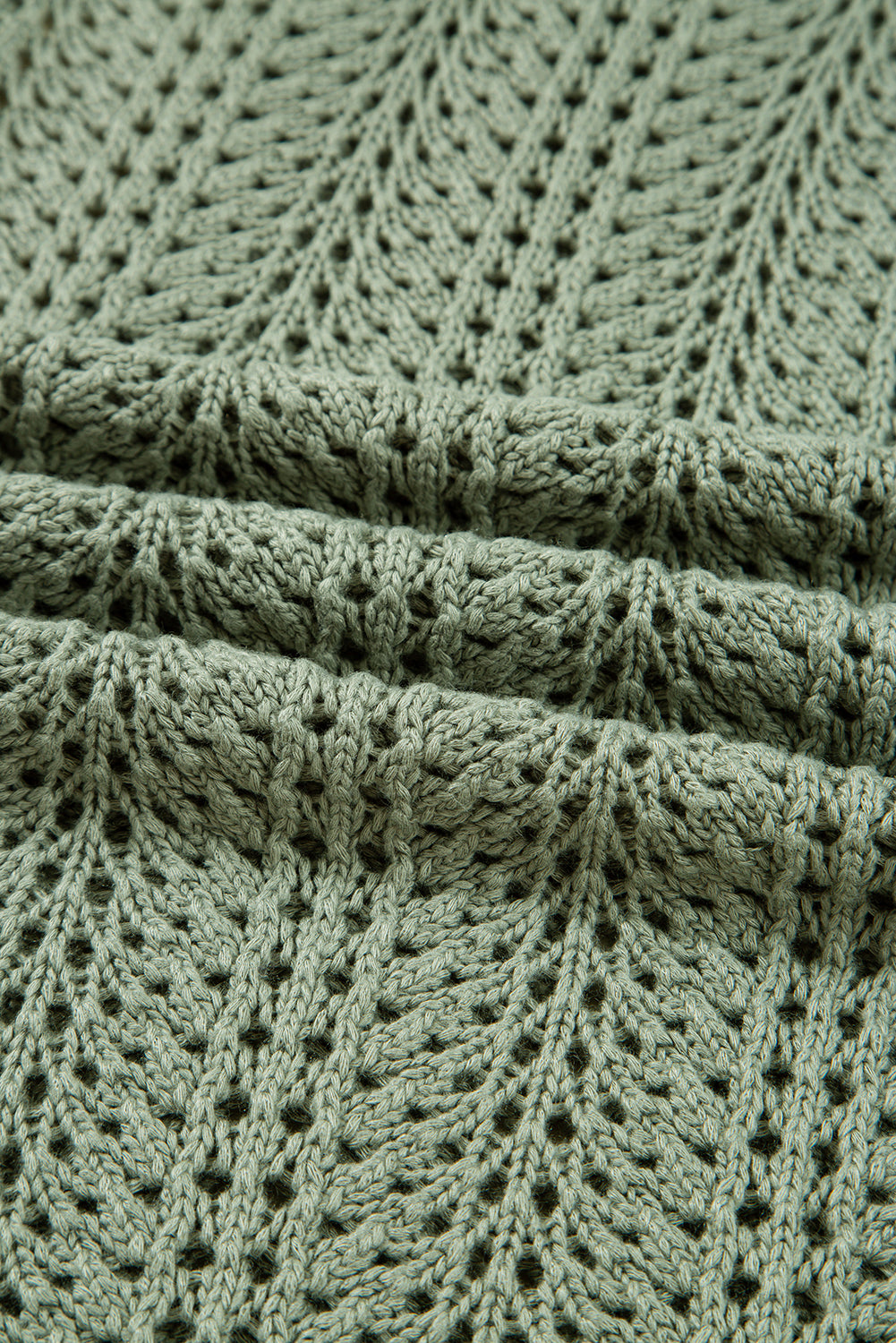 PREORDER: Green Scalloped Edge Eyelet Knit Batwing Sleeve Cardigan (Ships 3-4 Weeks)