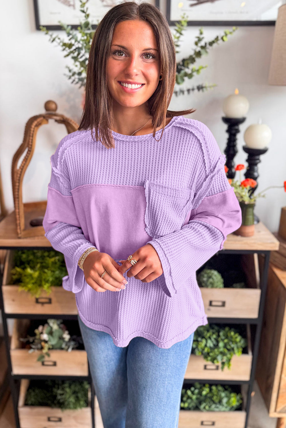 PREORDER: Brown Plaid Patchwork Long Sleeve Button Hooded Blouse (Ships 3-4 Weeks)