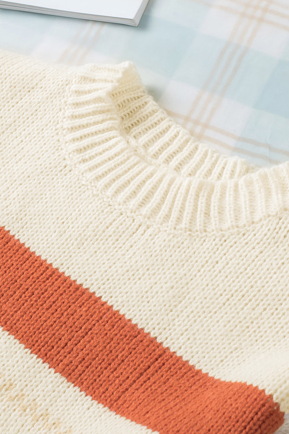 PREORDER: Crew Neck Drop-shoulder Striped Color Block Sweater (Ships 3-4 Weeks)