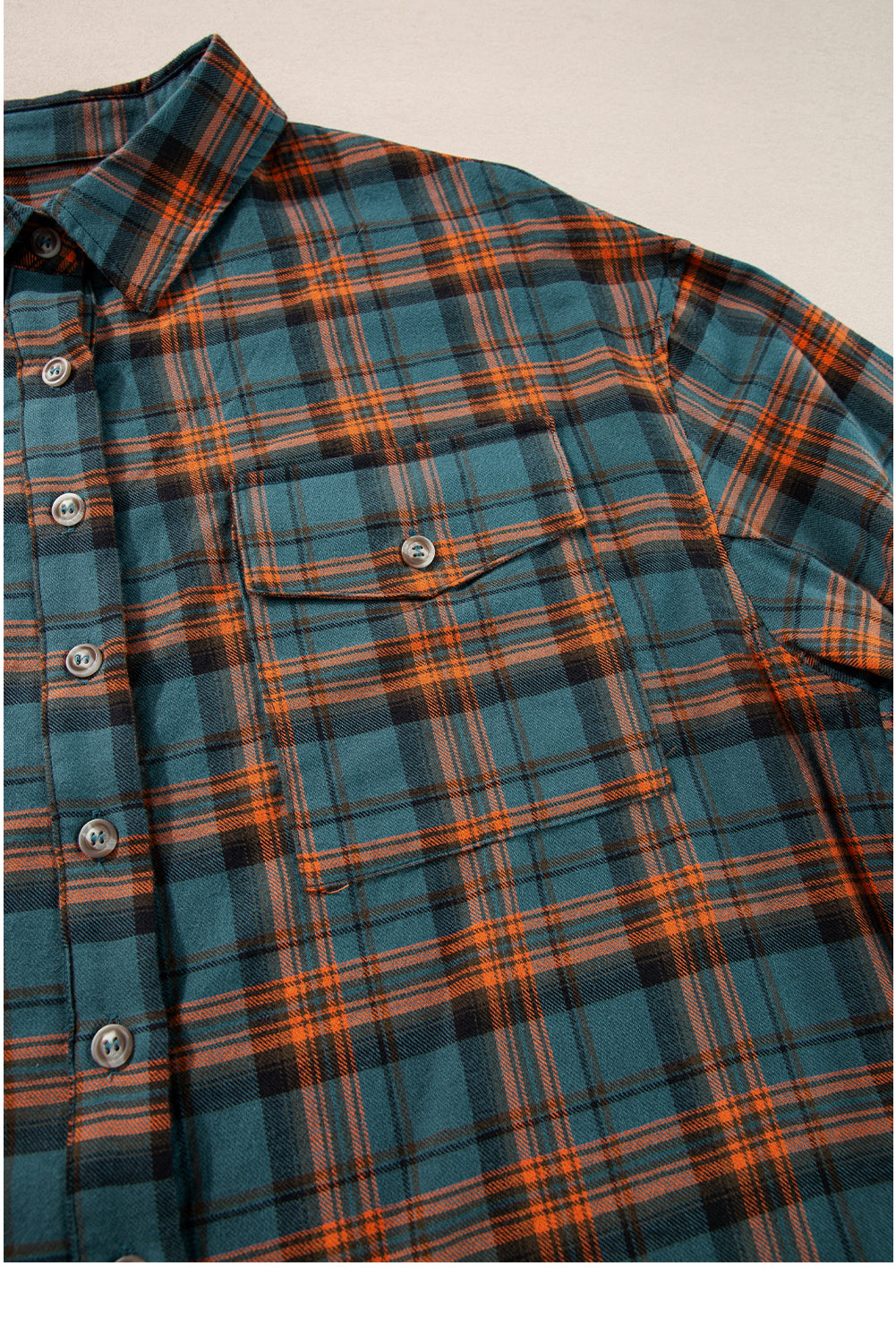 PREORDER: Green Plaid Long Sleeve Side Split Distressed Hem Shirt (Ships 3-4 Weeks)