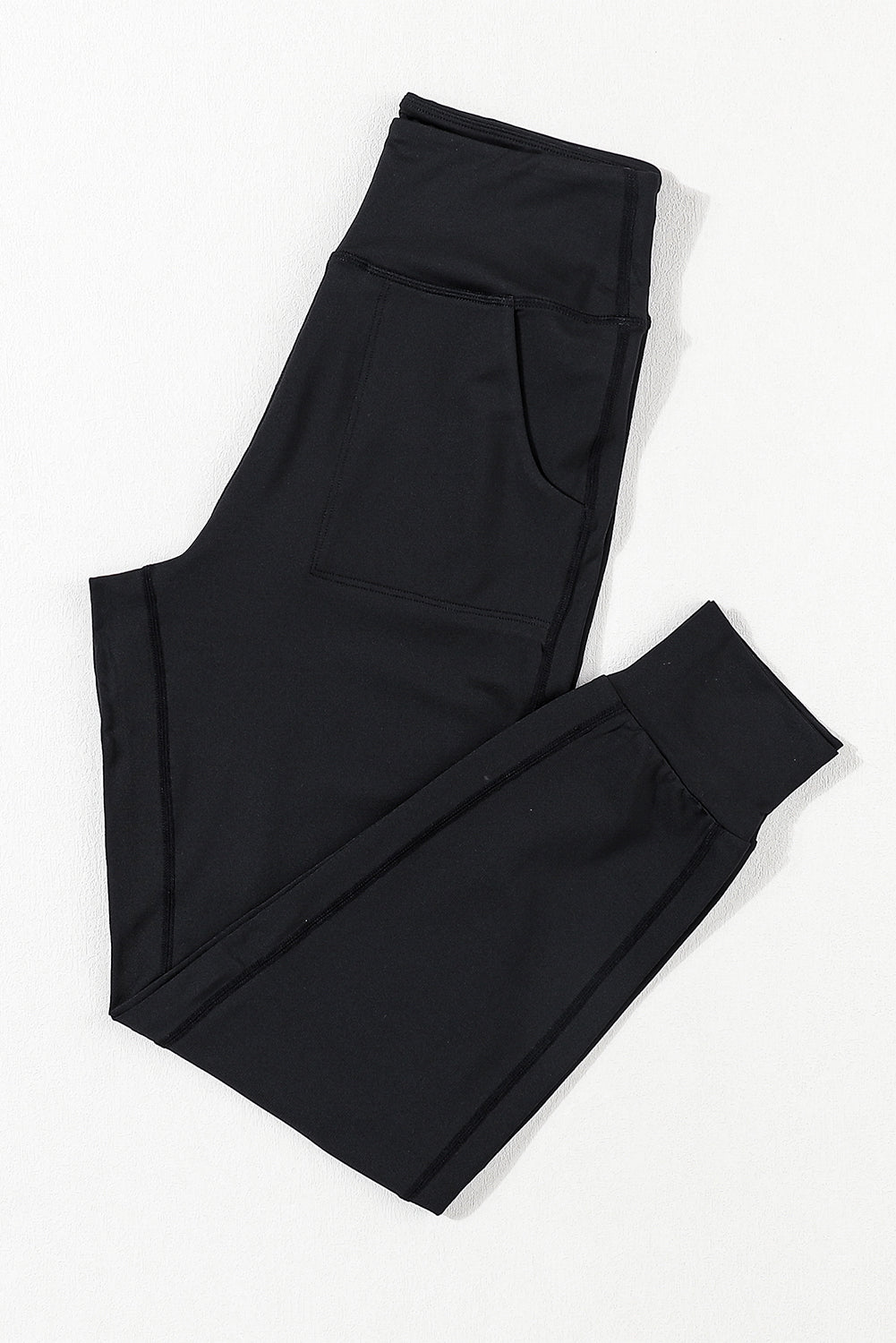 PREORDER: Black Exposed Seam High Waist Pocketed Joggers (Ships 3-4 Weeks)