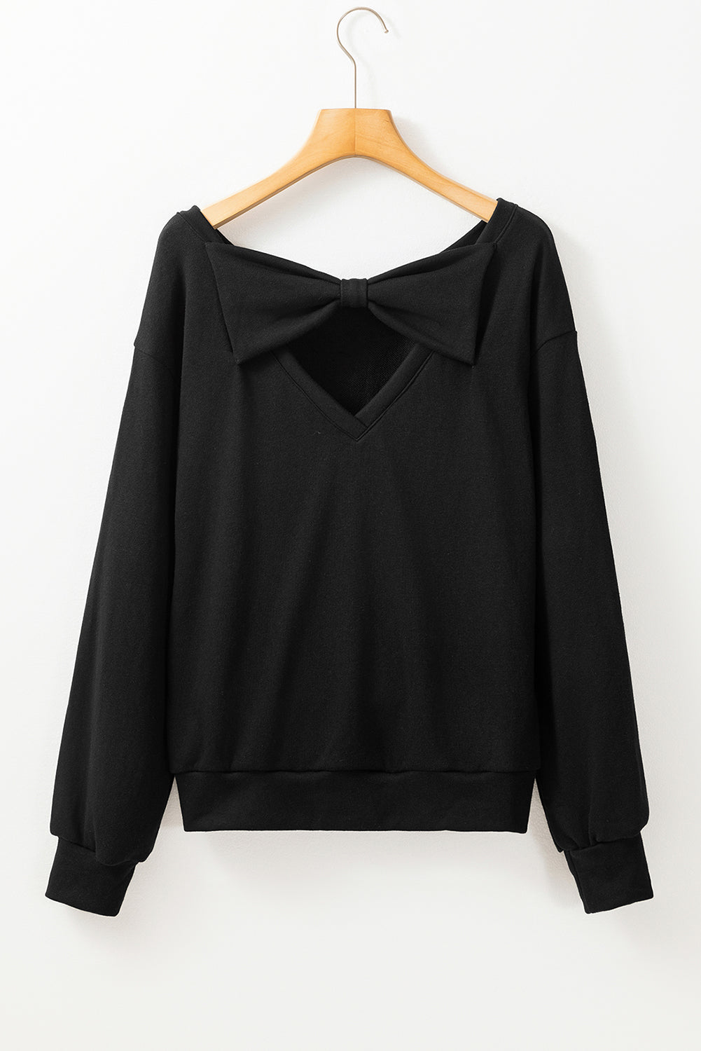 PREORDER: Black Bowknot Round Neck Sweatshirt (Ships 21-28 Business Days)