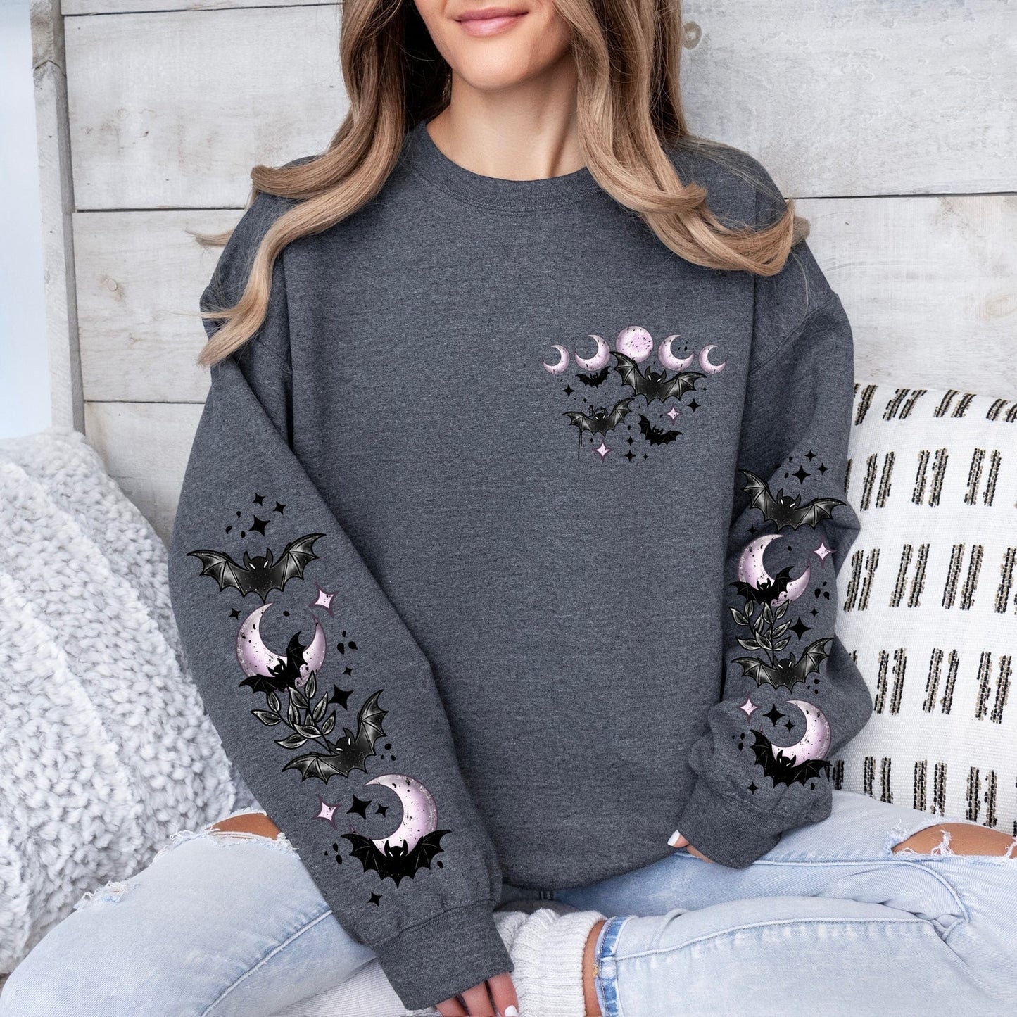 Glitter Moon & Bats Crewneck