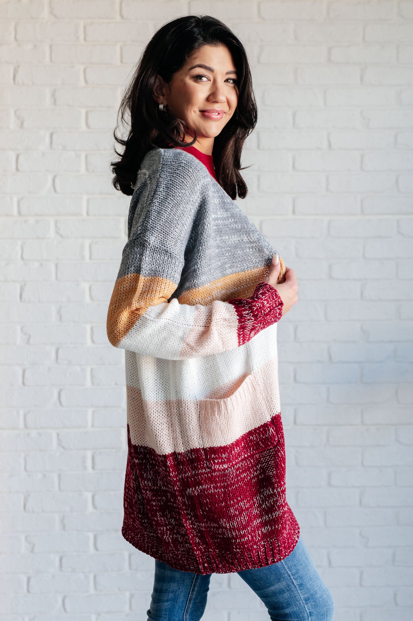Bring The Warmth Color Block Cardigan