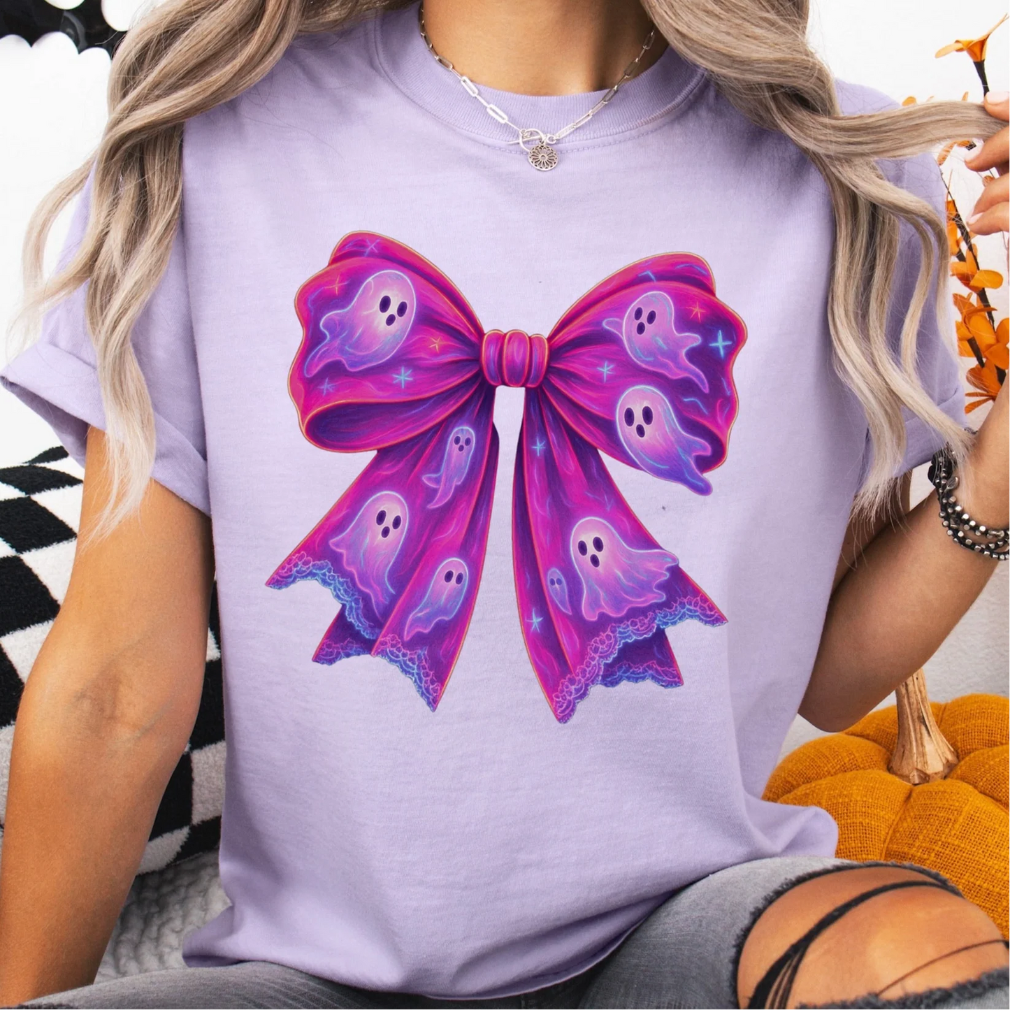 Fuchsia Ghost Bow Tee