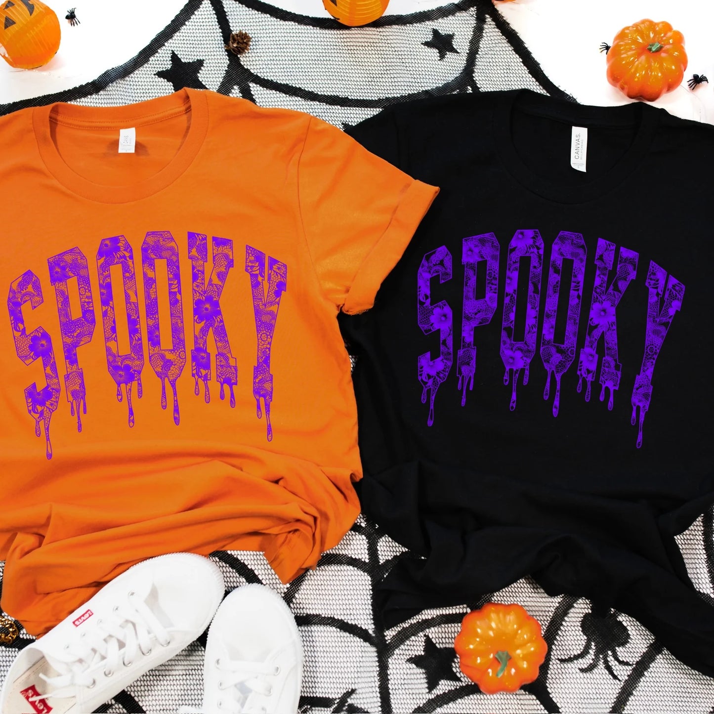Spooky Purple Lace Print Tee