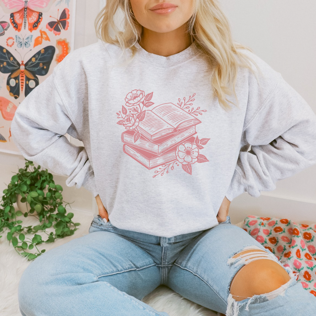 Floral Books Crewneck