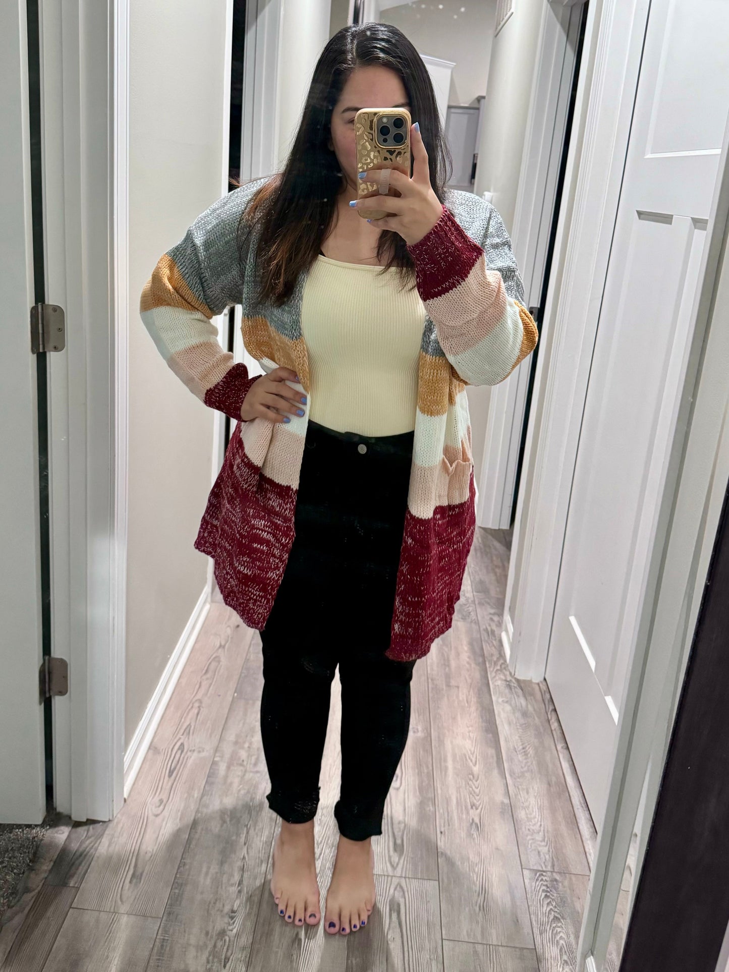 Bring The Warmth Color Block Cardigan
