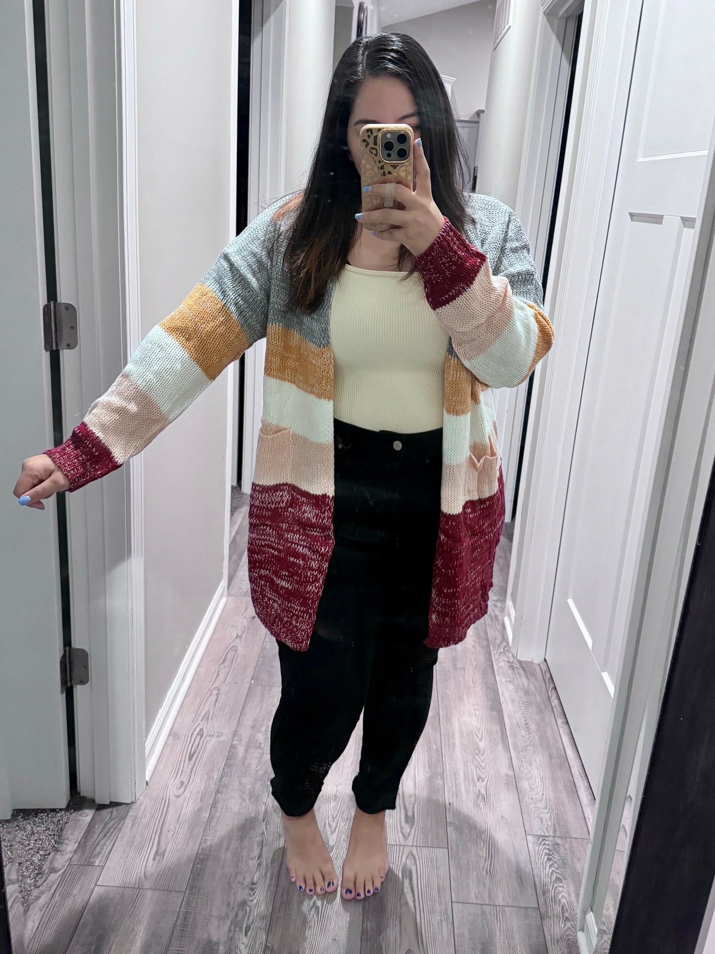 Bring The Warmth Color Block Cardigan