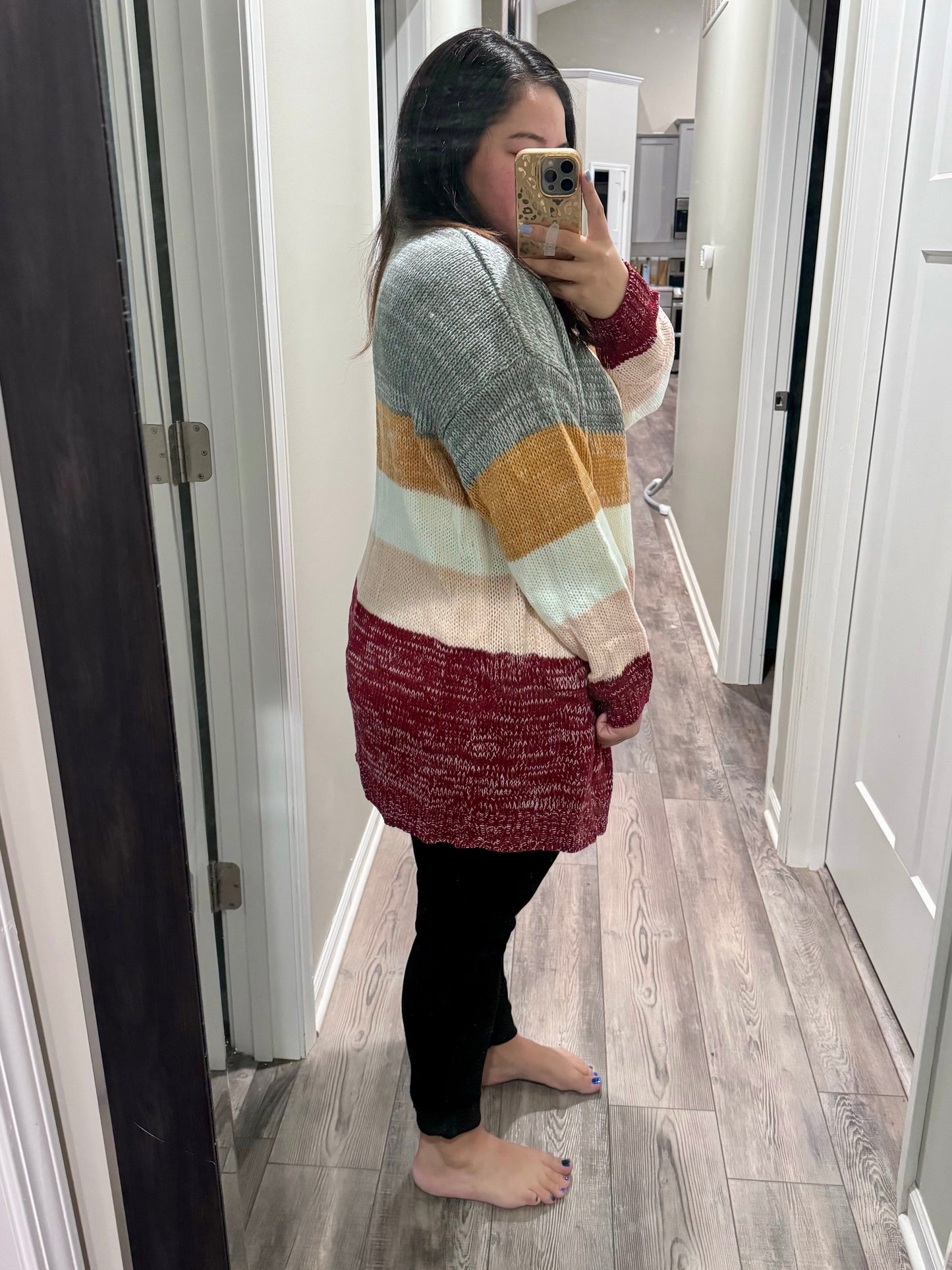 Bring The Warmth Color Block Cardigan