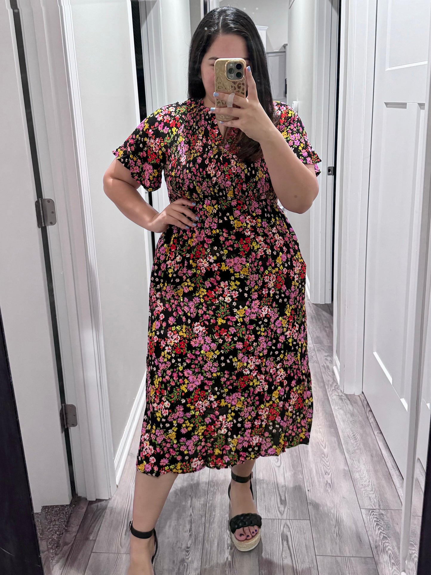 Wildflower and Barley V-Neck Button Up Dress