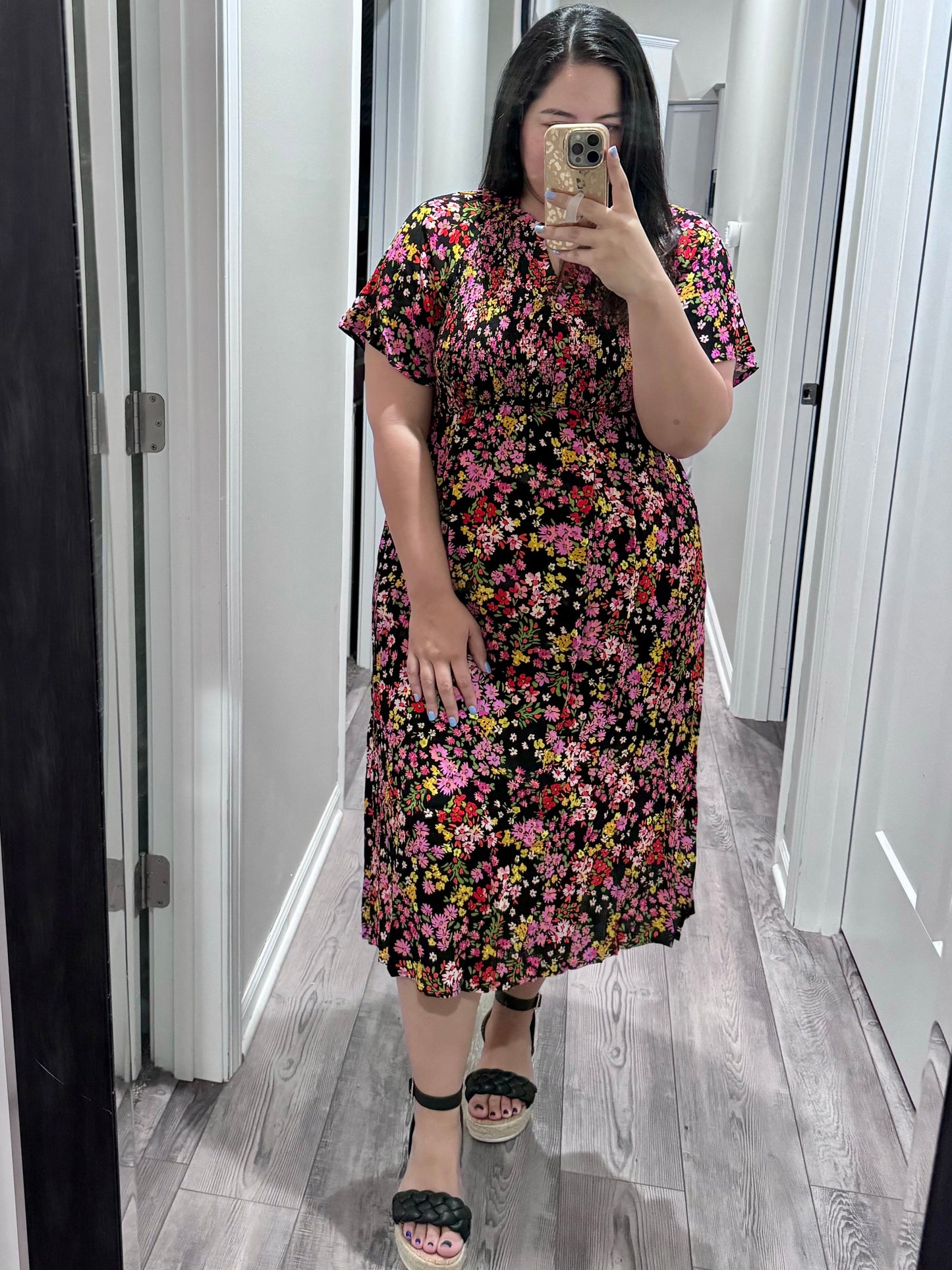 Wildflower and Barley V-Neck Button Up Dress
