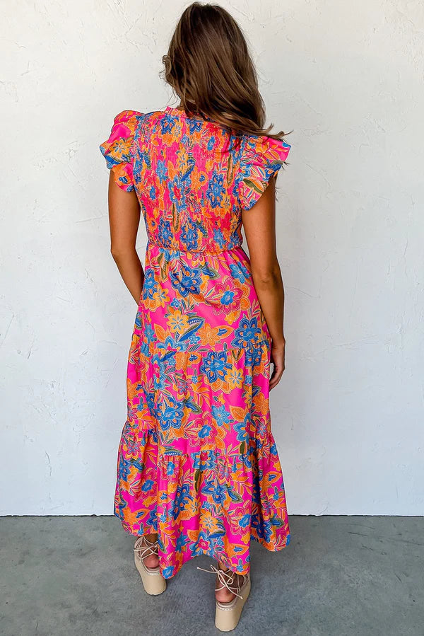 PREORDER: Bright Pink Floral Maxi (Ships in 2-5 weeks)