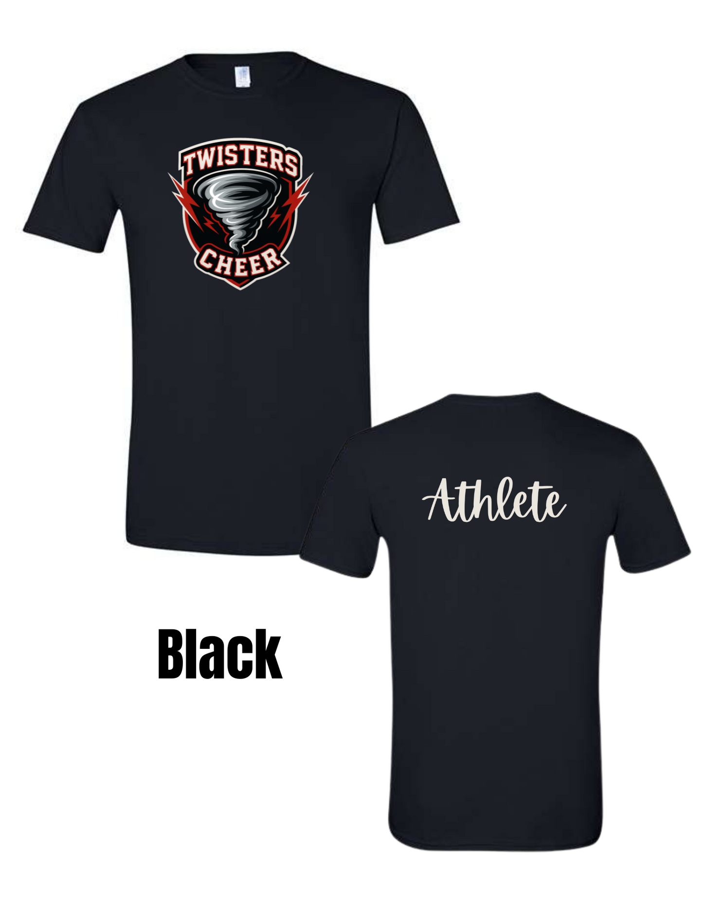 Twisters Cheer Gildan Tee - Front & Back Design (Ready in 7-14 Business Days)
