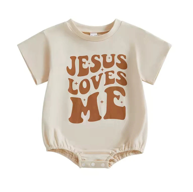 PREORDER: Jesus Loves Me Tee Romper (Ships 2-5 weeks)