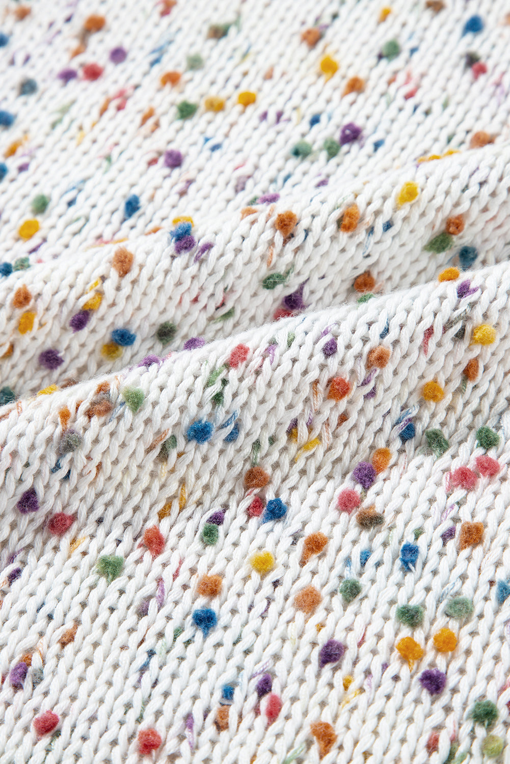 PREORDER: White Confetti Rib Knit Long Sleeve Cardigan (Ships 2-4 Weeks)